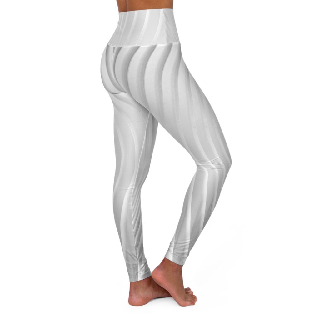 High-Waisted White Wave Yoga Leggings — Sculpting Seamless Activewear