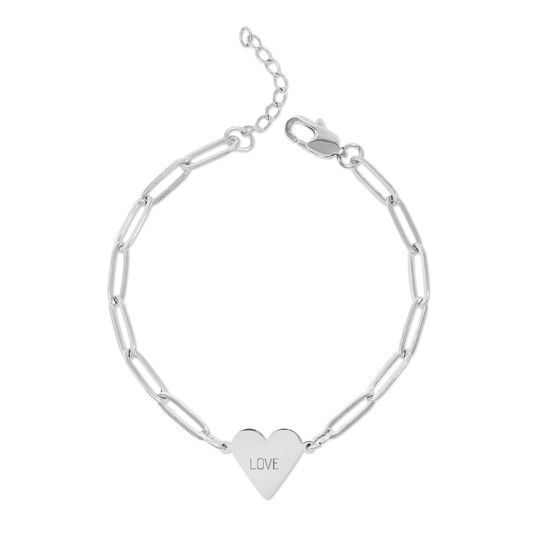 Paperclip Heart Bracelet — Engravable Gold or Rose Gold Personalized Jewelry - Image 3