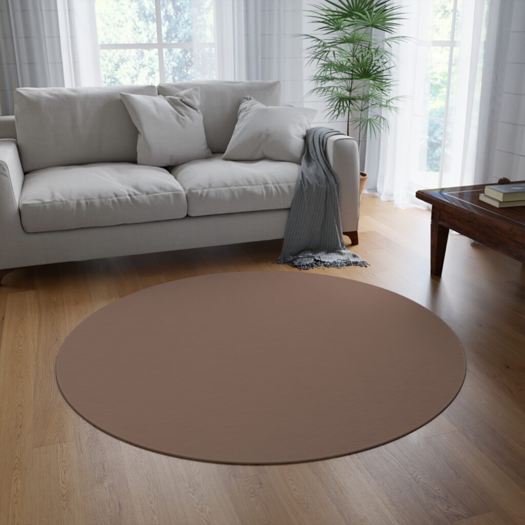Round Rug — Minimal Solid Color Accent Rug for Living Room, Bedroom, Nursery