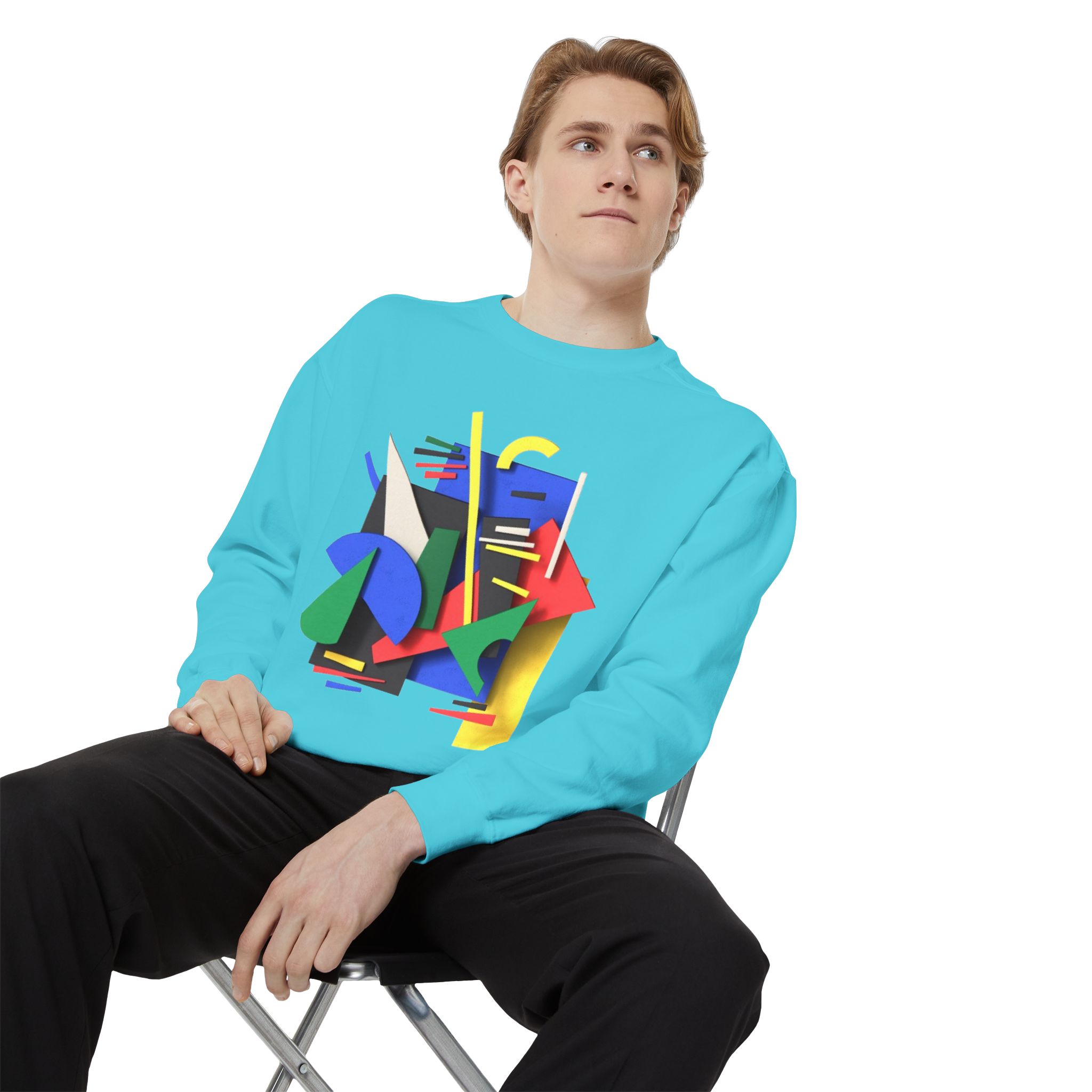 Abstract Geometric Crewneck Sweatshirt — Colorful 80s Retro Art Design - Image 54