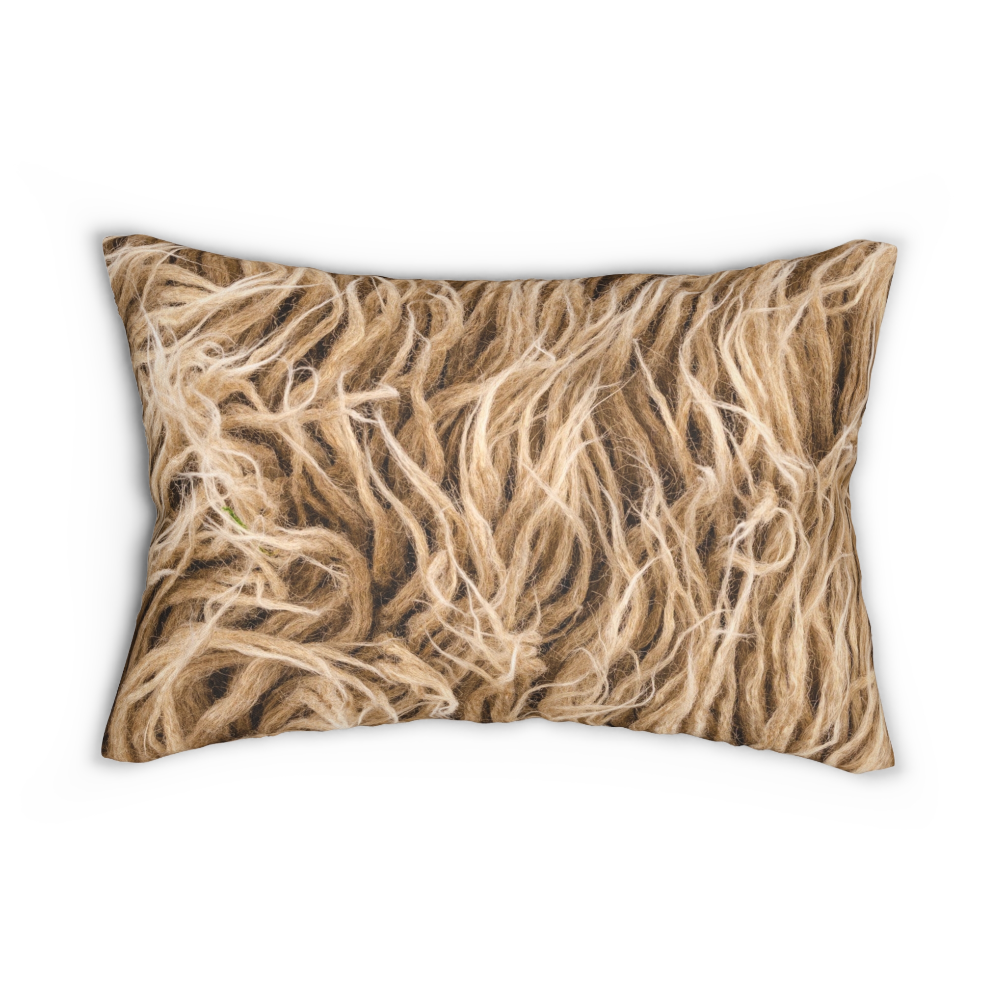 Shaggy Texture Lumbar Pillow — Faux Fur Rope Print Decorative Pillow - Image 3