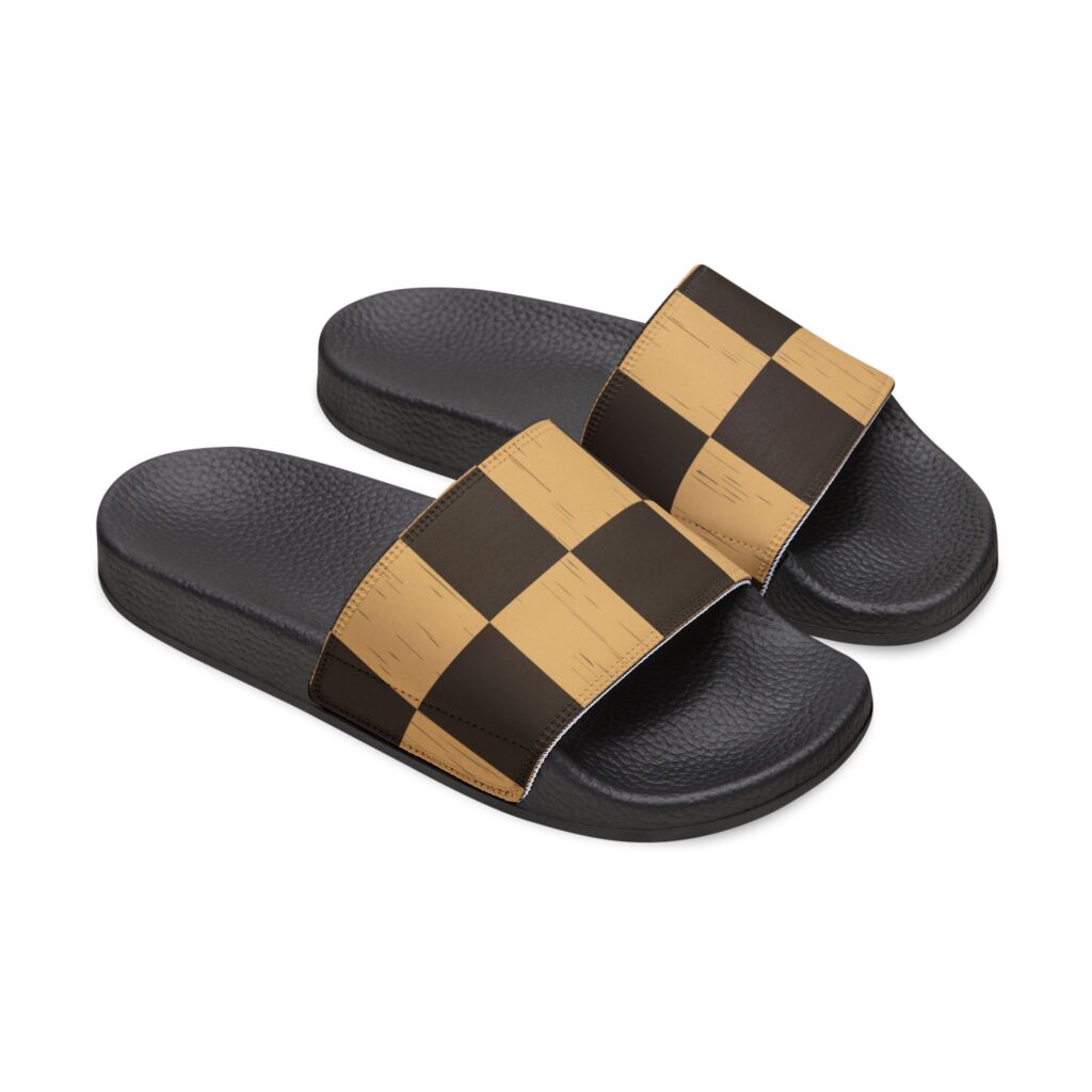 Checkered Slide Sandals — Women’s Removable‑Strap Casual Slides
