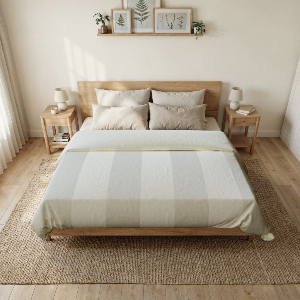 Striped Cotton Duvet Cover — Neutral Beige & Cream Vertical Stripes
