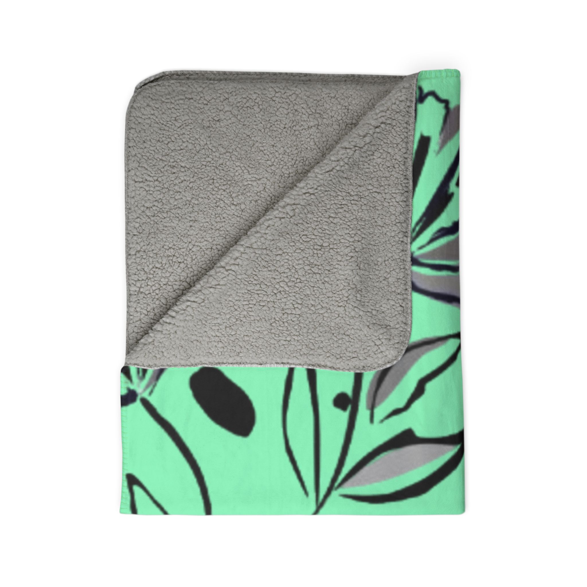 Mint Floral Fleece Sherpa Blanket – Cozy Floral Throw for Home & Gifts - Image 9