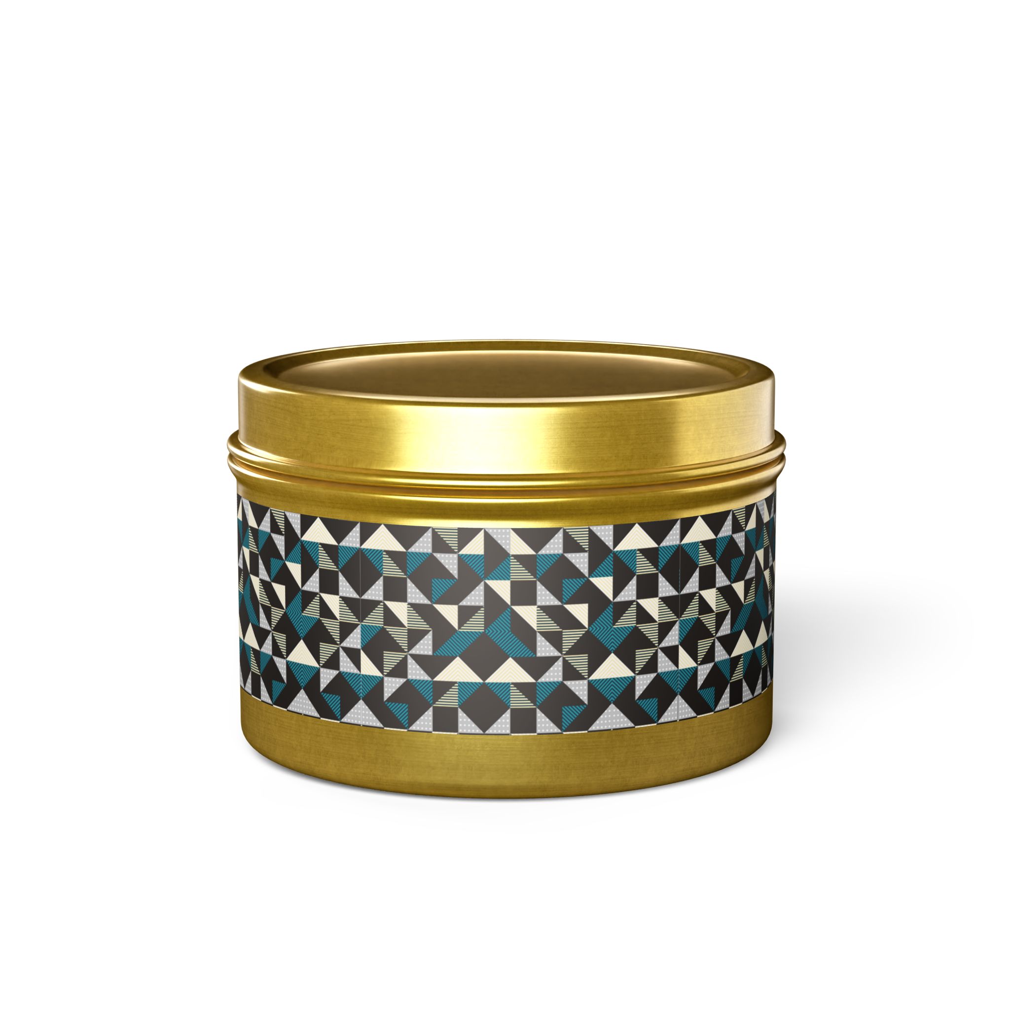 Geometric Triangle Tin Candle — Modern Teal & Grey Scented Candle - Image 43
