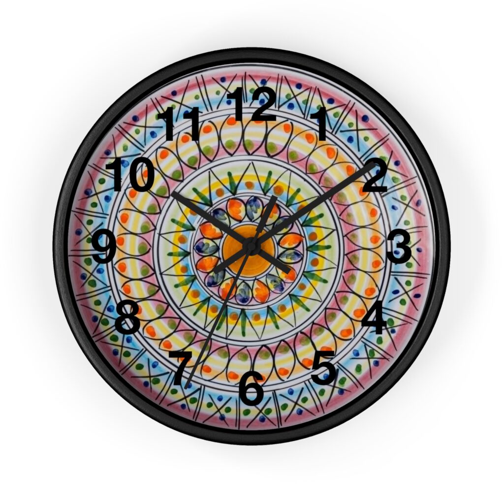 Boho Citrus Mandala Wall Clock — Colorful Hand-Painted Kitchen Clock
