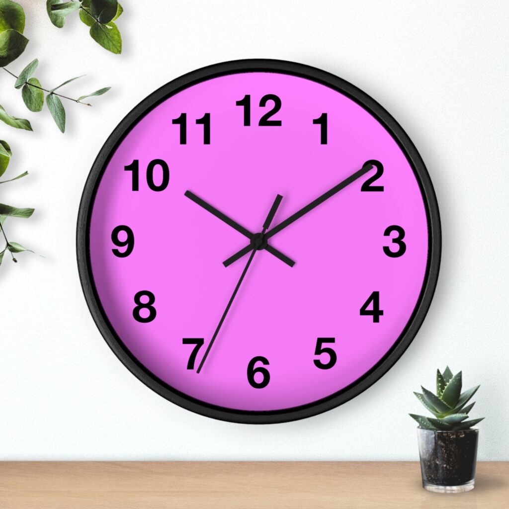 Pink Minimalist Wall Clock — Modern Simple Analog Clock for Bedroom & Office