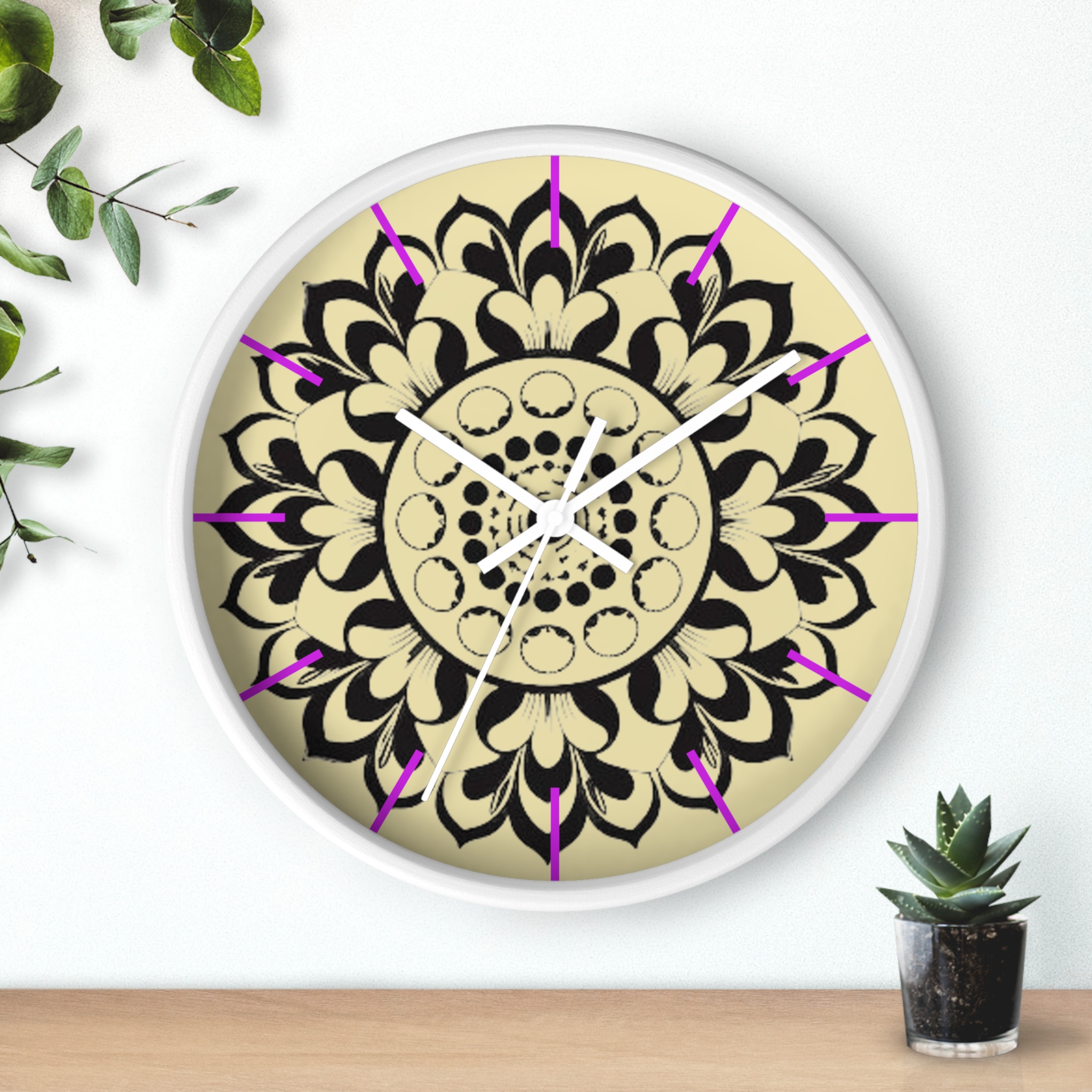 Mandala Moon Phase Wall Clock — Boho Floral Lunar Home Decor - Image 12