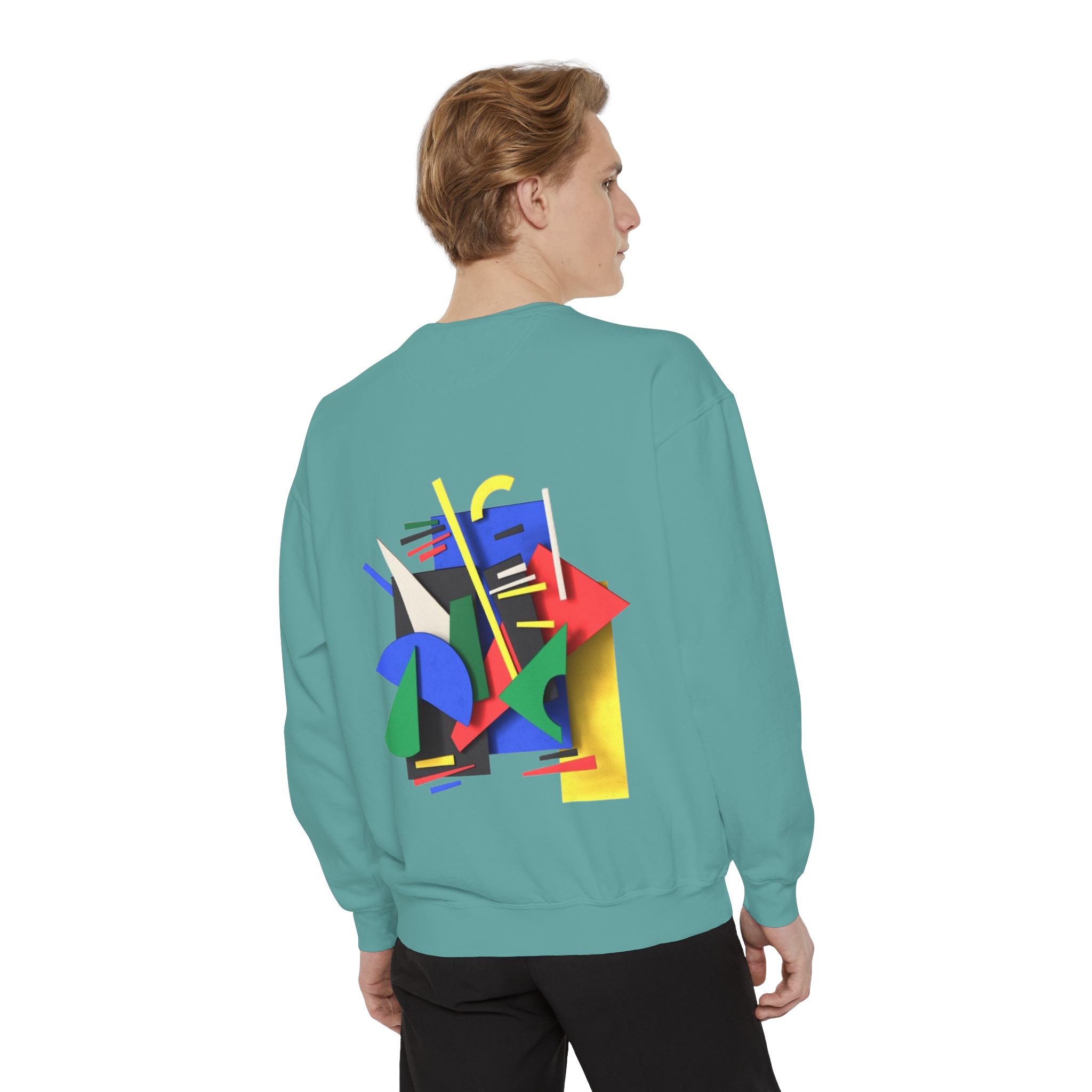 Abstract Geometric Crewneck Sweatshirt — Colorful 80s Retro Art Design - Image 46