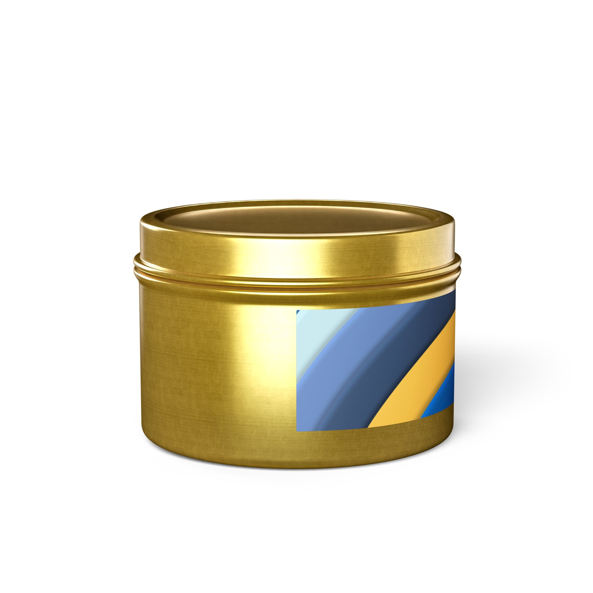 Blue & Gold Wave Tin Candle — Coastal Scented Soy Candle in Travel Tin - Image 132