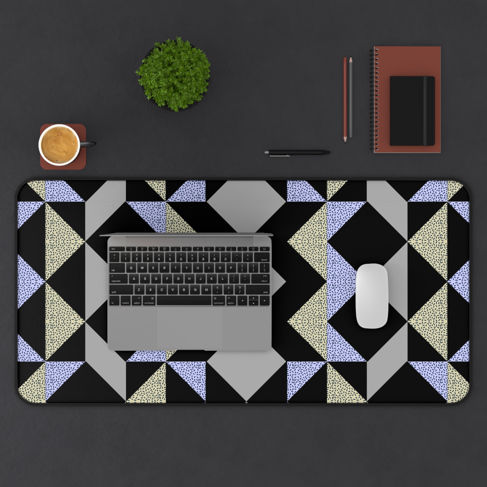 Geometric Glam Desk Mat — Modern Black & Silver Pattern - Image 11