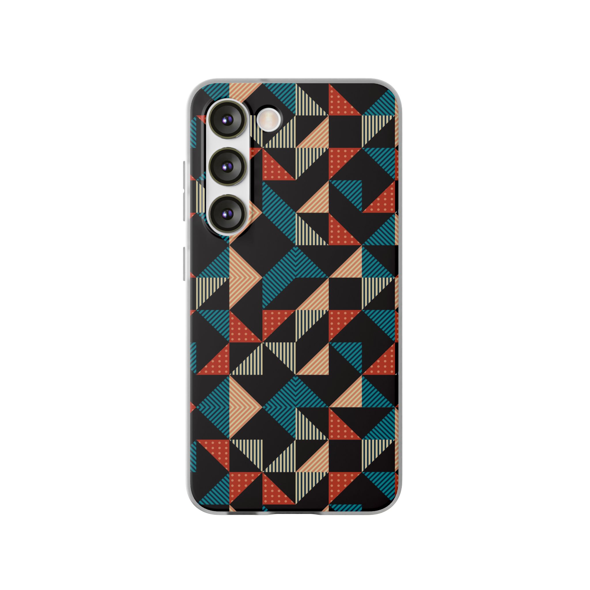 Geometric Retro Triangle Phone Case — Colorful Mid-Century Pattern Flexi Case - Image 43