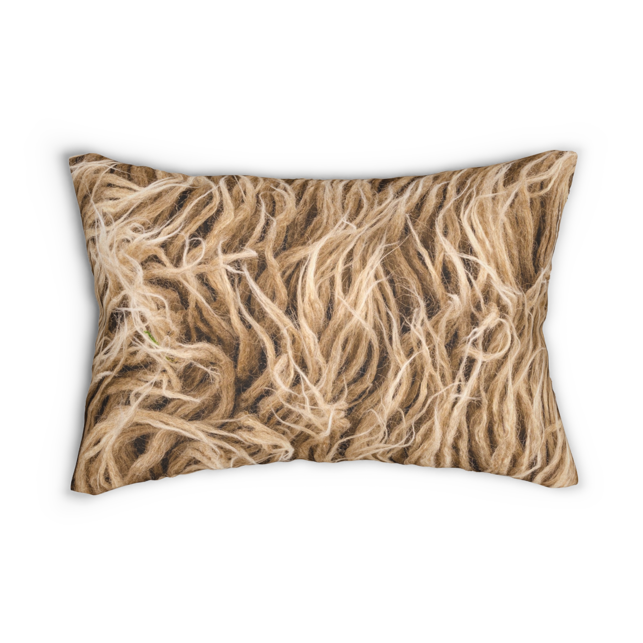Shaggy Texture Lumbar Pillow — Faux Fur Rope Print Decorative Pillow - Image 2