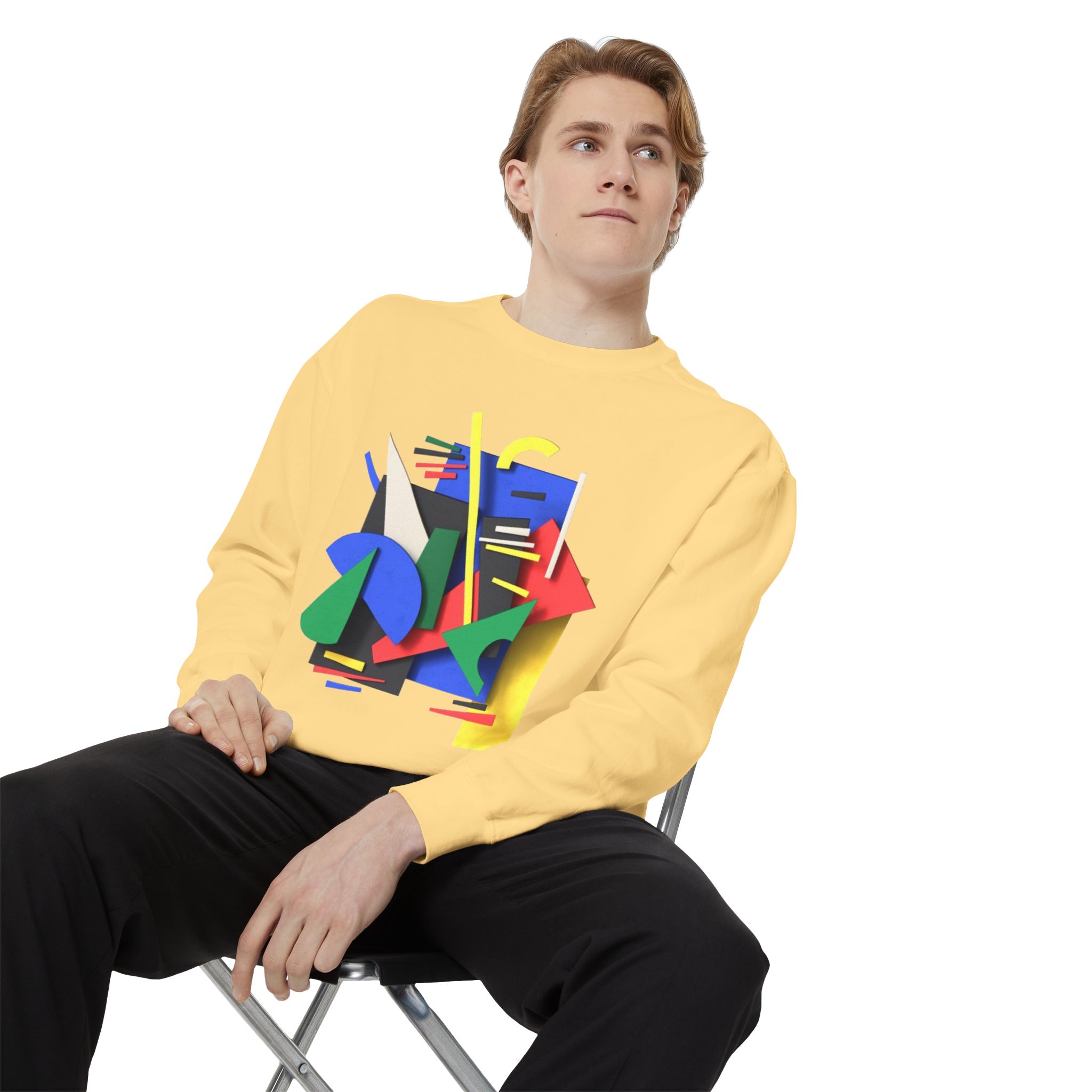 Abstract Geometric Crewneck Sweatshirt — Colorful 80s Retro Art Design - Image 24