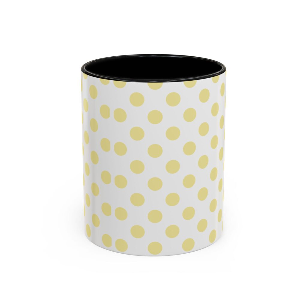 Yellow Polka Dot Accent Coffee Mug – Cheerful Kitchen Mug (11oz, 15oz)