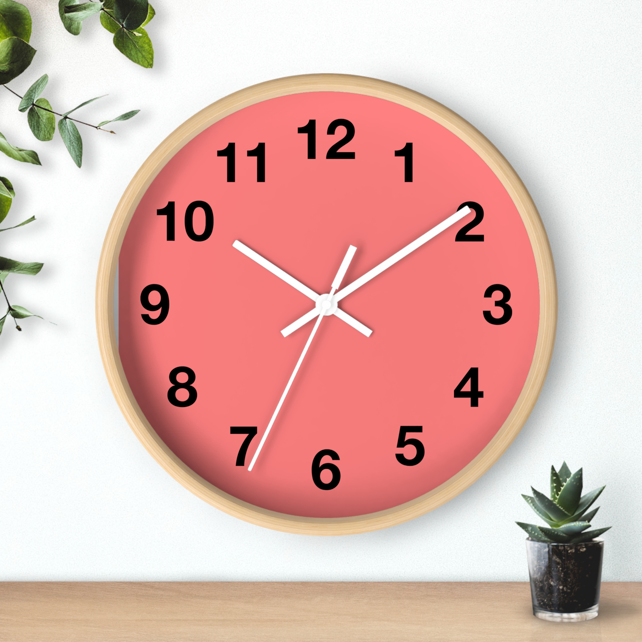 Coral Minimal Wall Clock — Modern Numeric Home & Office Clock - Image 18