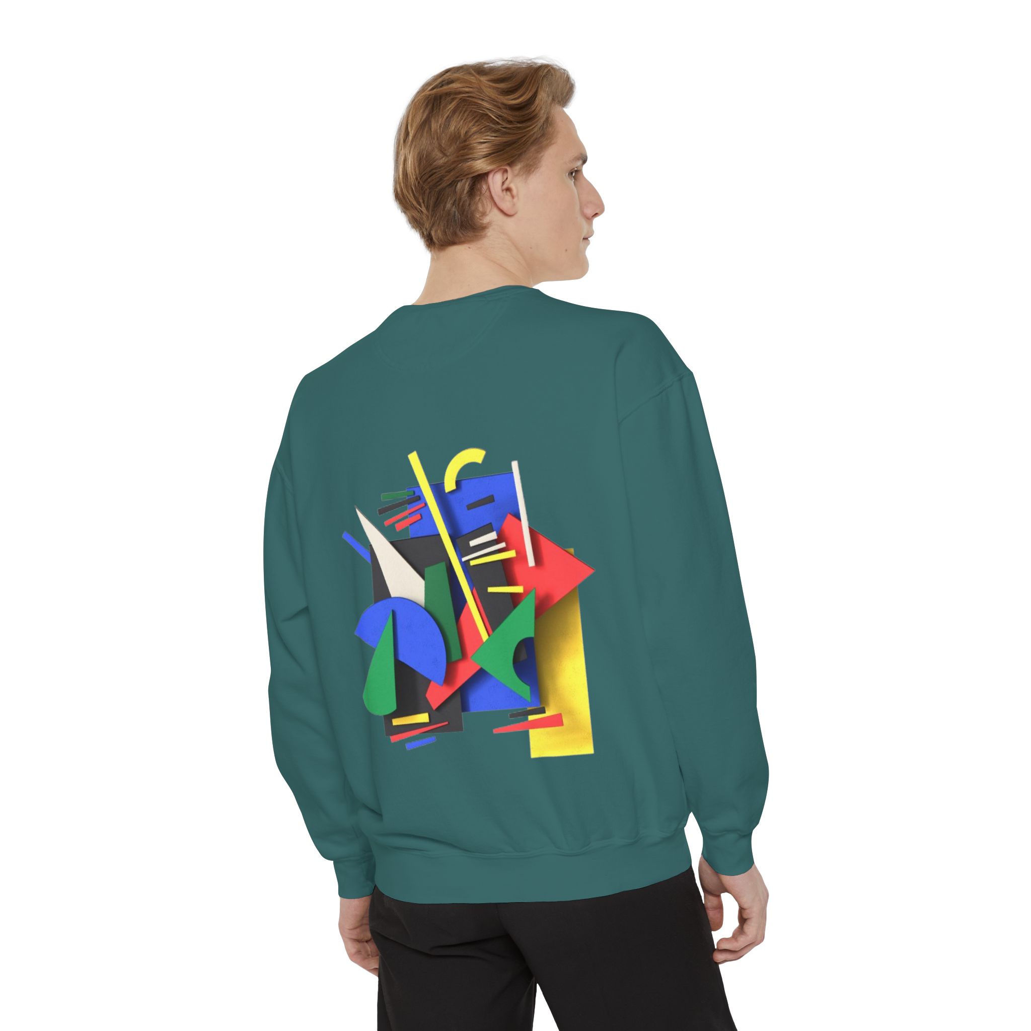 Abstract Geometric Crewneck Sweatshirt — Colorful 80s Retro Art Design - Image 40