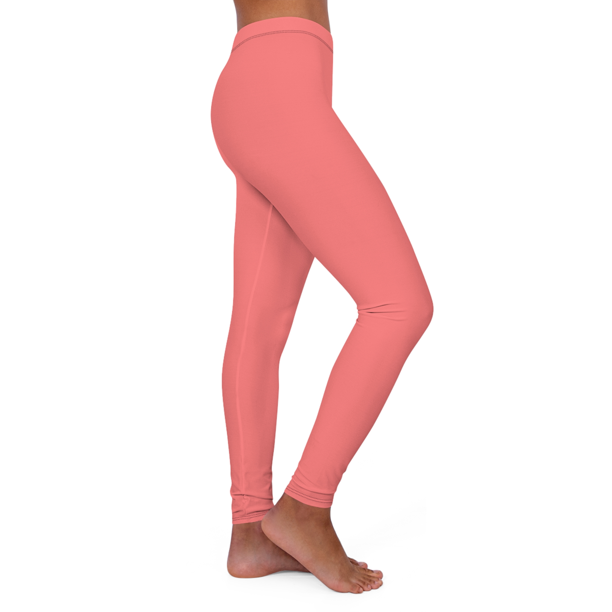 Solid Coral Women's Leggings — High-Stretch Casual Spandex Yoga & Everyday Wear - Image 4
