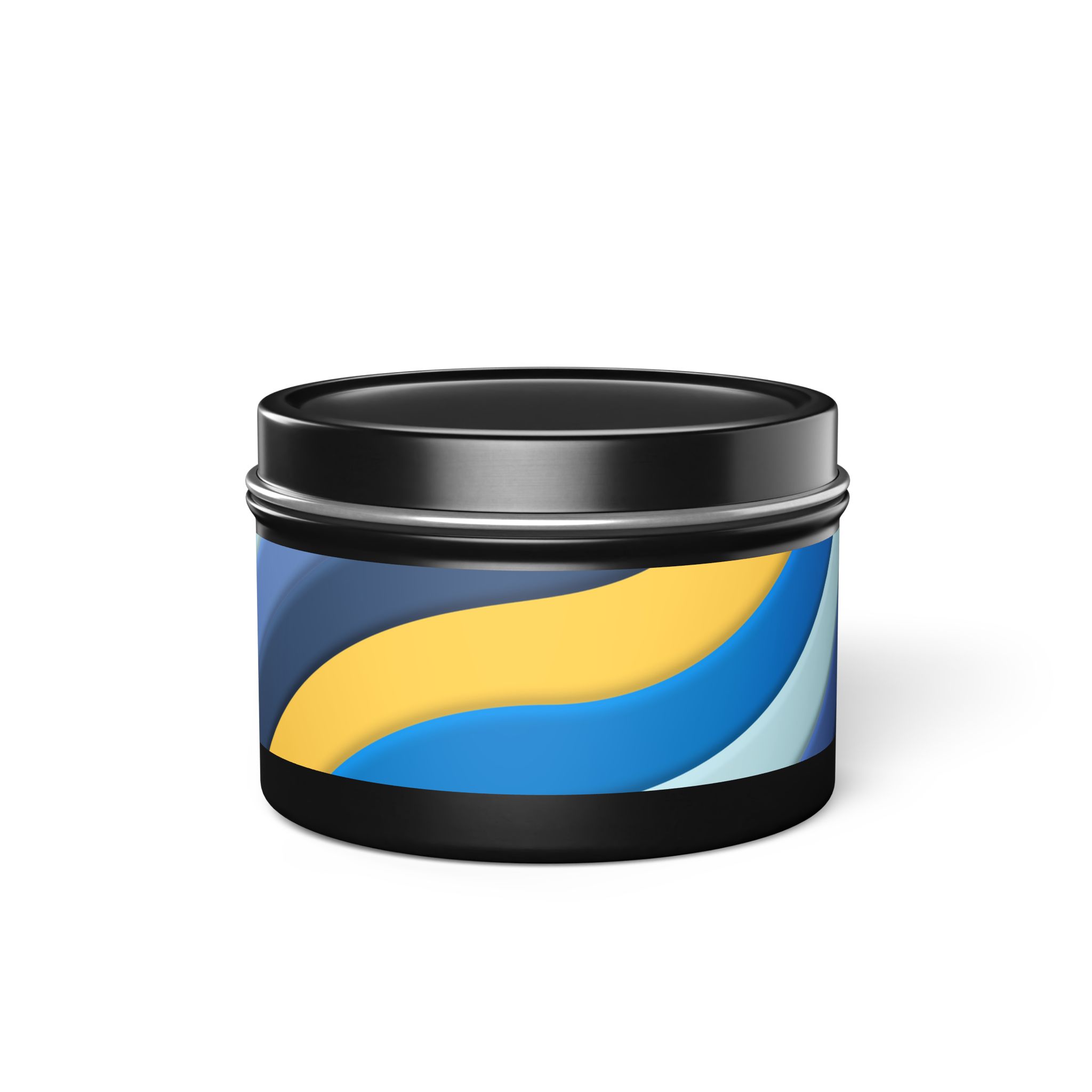 Blue & Gold Wave Tin Candle — Coastal Scented Soy Candle in Travel Tin - Image 61