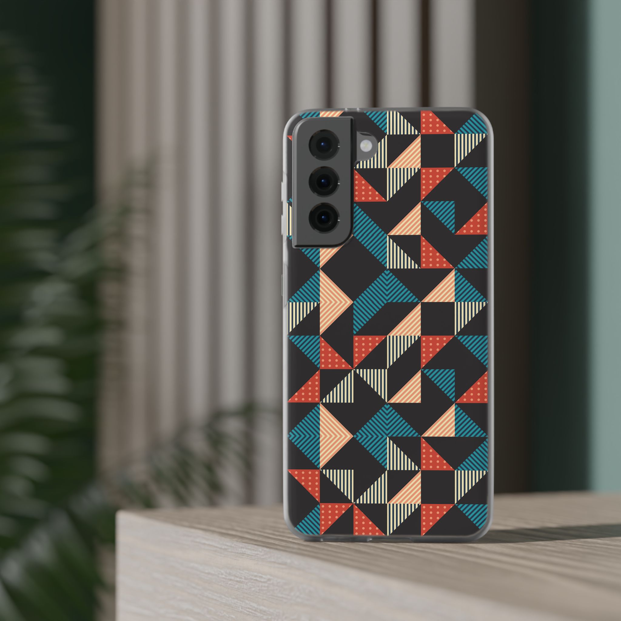 Geometric Retro Triangle Phone Case — Colorful Mid-Century Pattern Flexi Case - Image 12