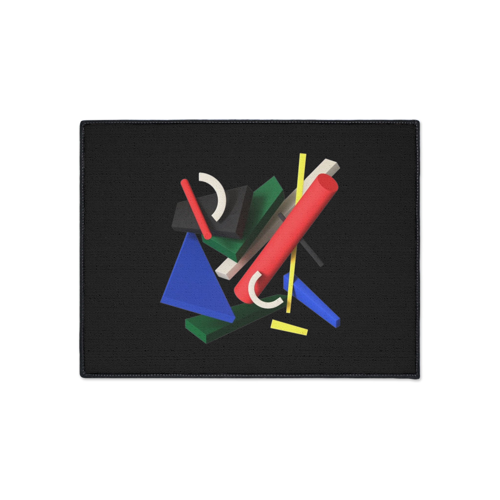 Abstract Geometric Heavy Duty Floor Mat — Modern Colorful Shapes on Black - Image 13