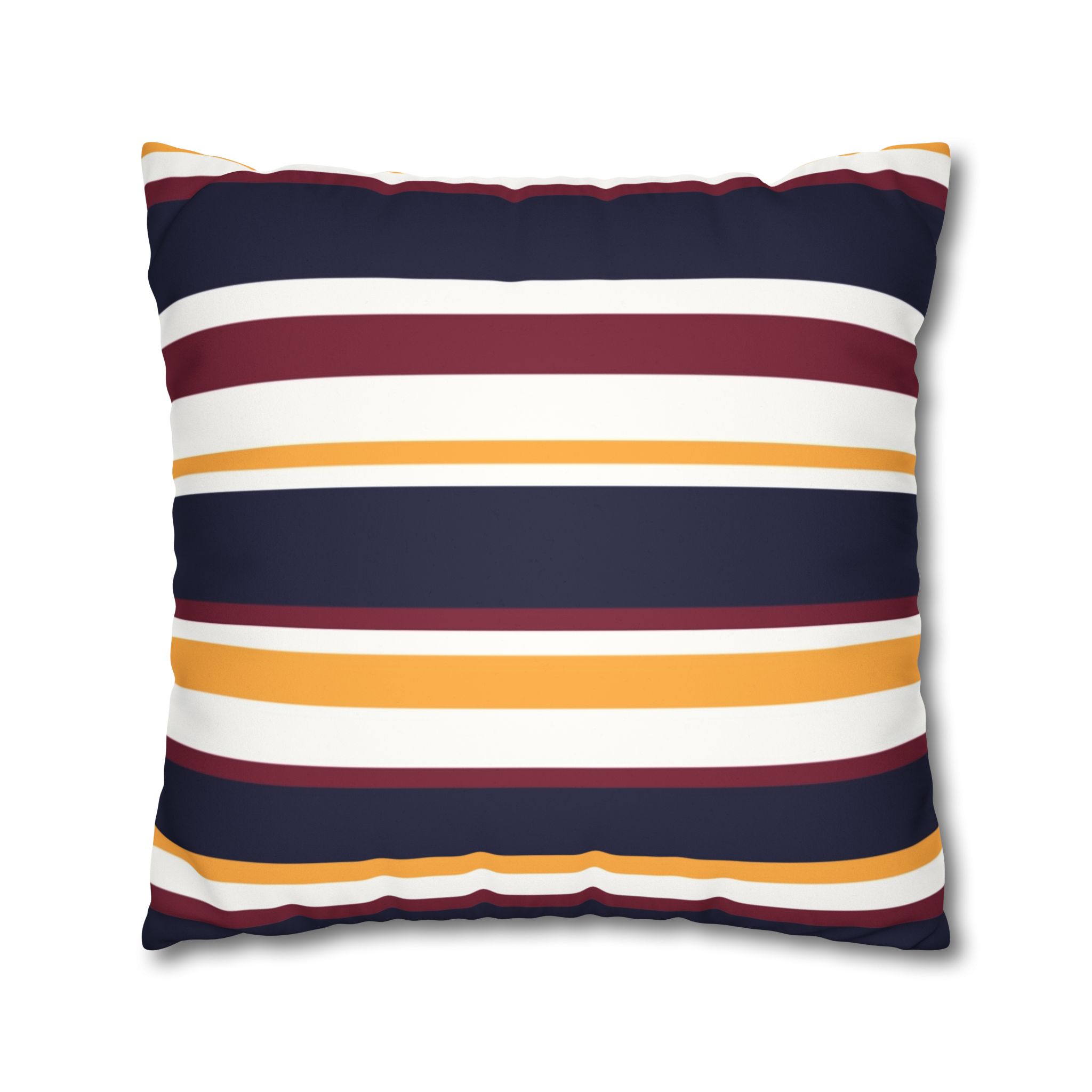 Striped Faux Suede Pillowcase - Navy, Maroon & Mustard Decorative Throw Pillow Cover - Image 15