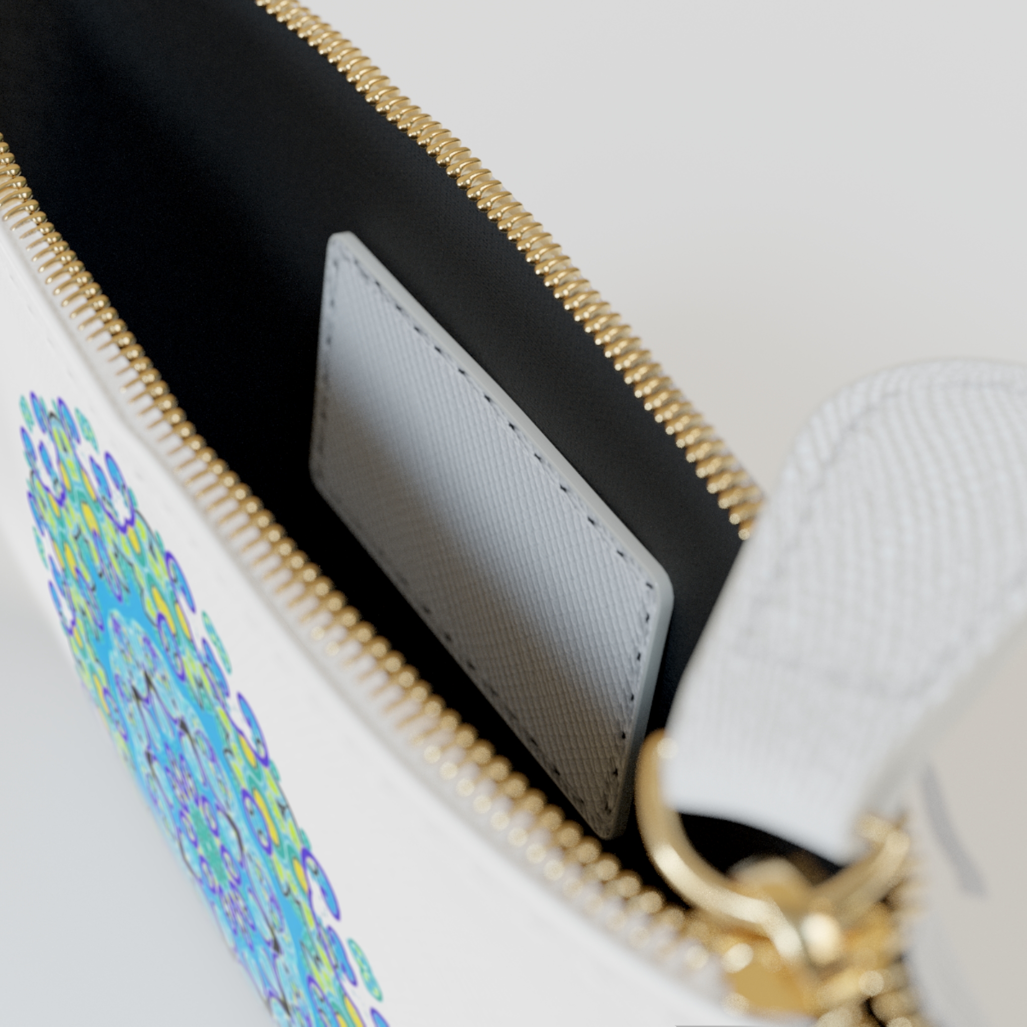 Blue Green Mandala Mini Clutch — Small Zipper Cosmetic Pouch - Image 4