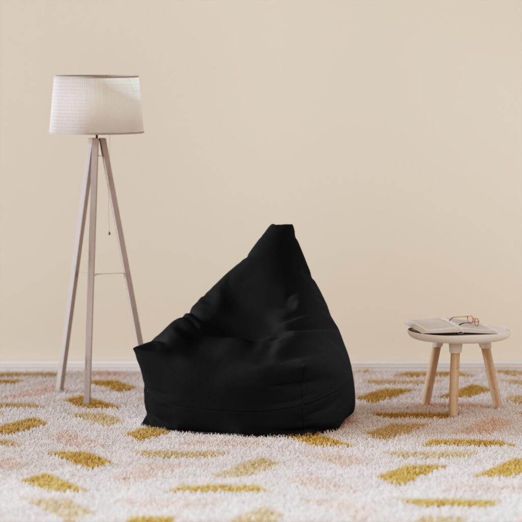 Black Bean Bag Chair Cover — Minimal Solid Lounge Seat Replacement