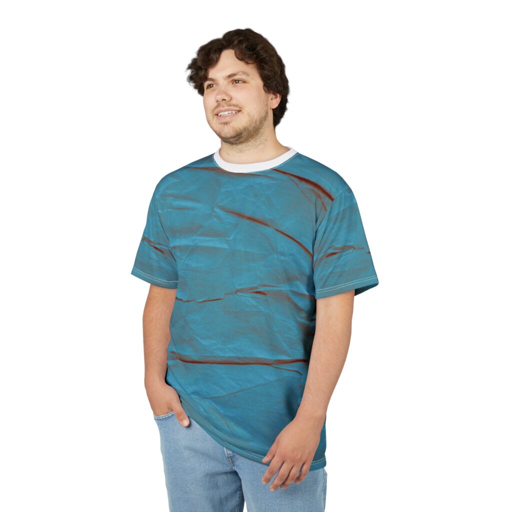 Crumpled Blue Texture Tee — All-Over Print Casual T-Shirt