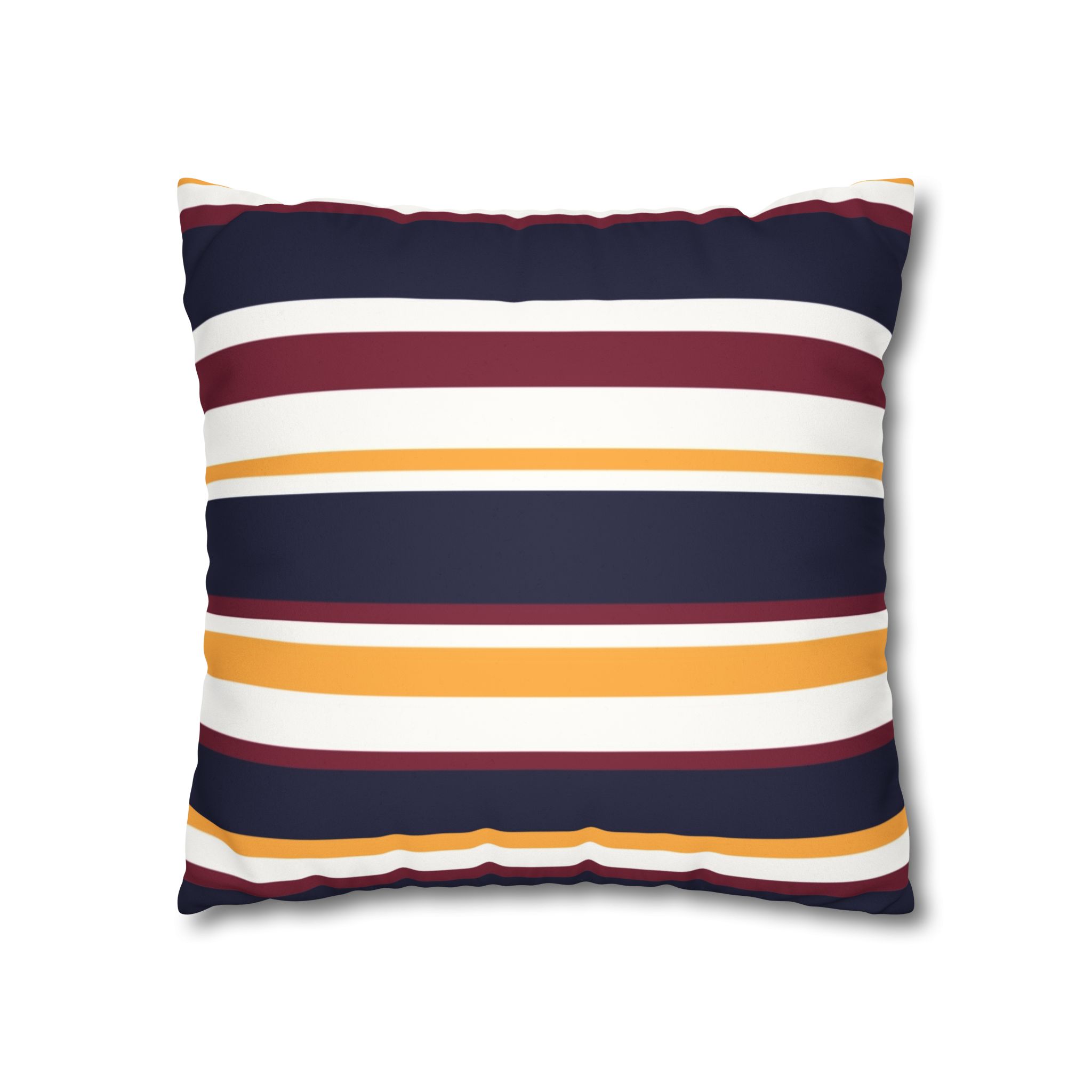 Striped Faux Suede Pillowcase - Navy, Maroon & Mustard Decorative Throw Pillow Cover - Image 7