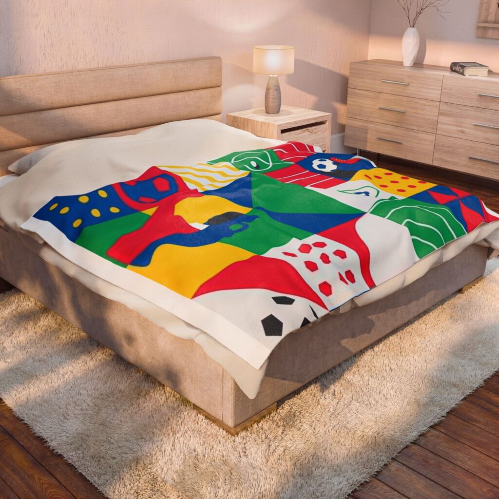 Geometric Soccer Velveteen Plush Blanket