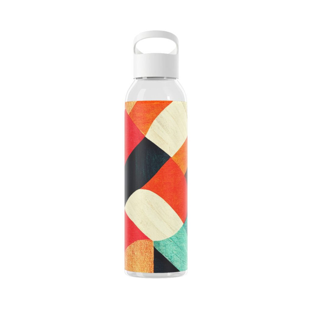 Abstract Geometric Sky Water Bottle – Colorful Mid-Century Patterned Water Bottle