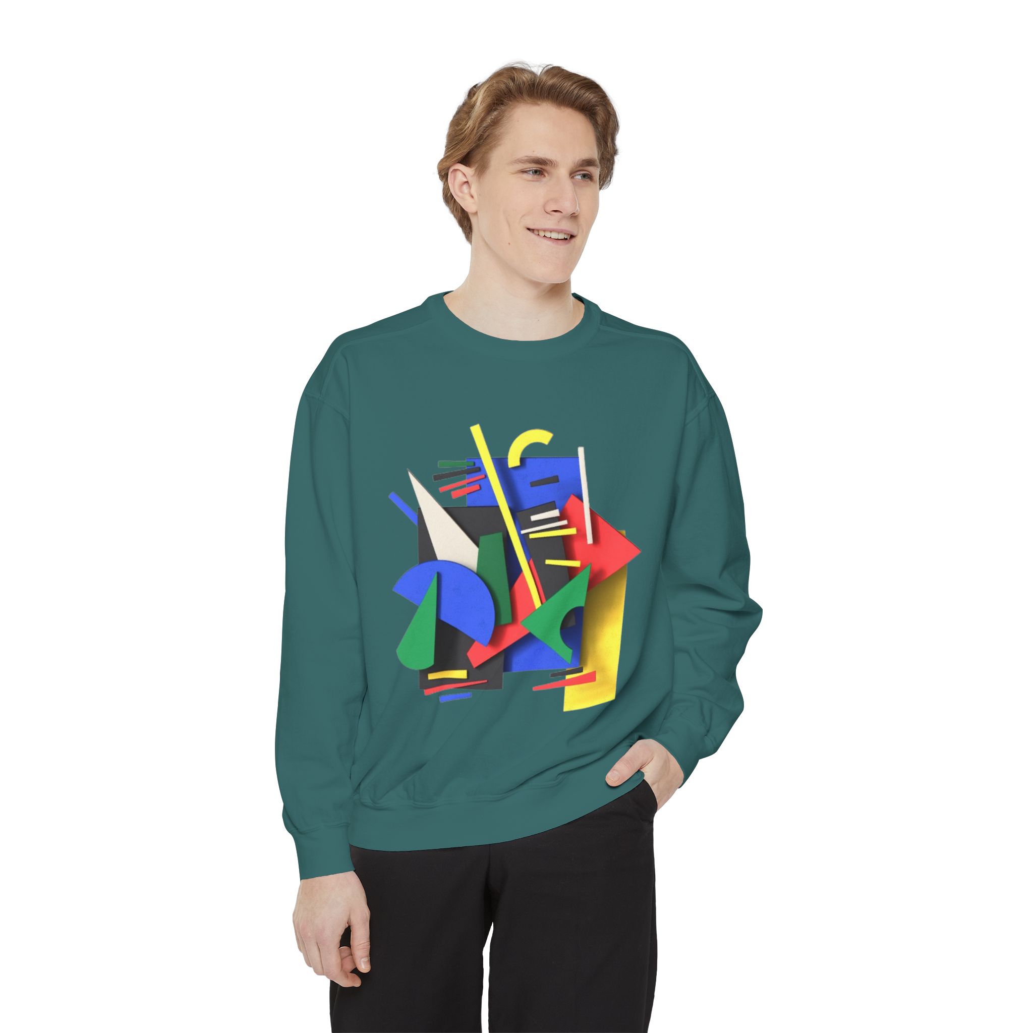 Abstract Geometric Crewneck Sweatshirt — Colorful 80s Retro Art Design - Image 39