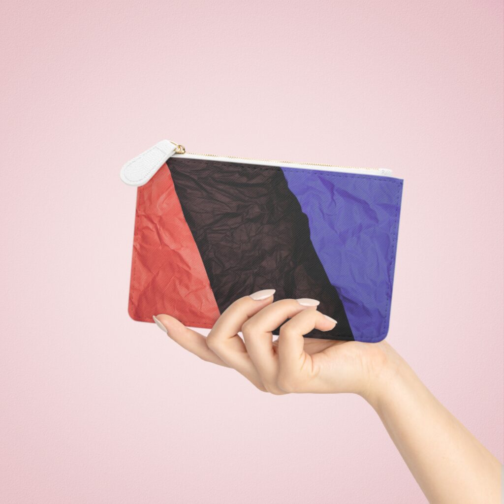 Geometric Colorblock Mini Clutch Bag – Modern Red, Black & Purple Wrist Pouch