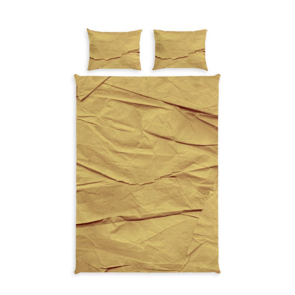 Wrinkled Mustard Cotton Duvet Cover Set — Soft Textured Bedding
