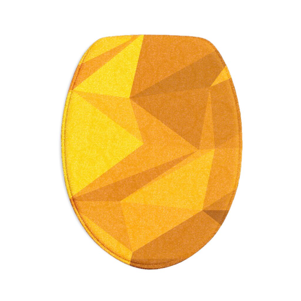 Geometric Amber Bath Mat 3-Piece Set — Yellow Orange Polygon Bathroom Rug