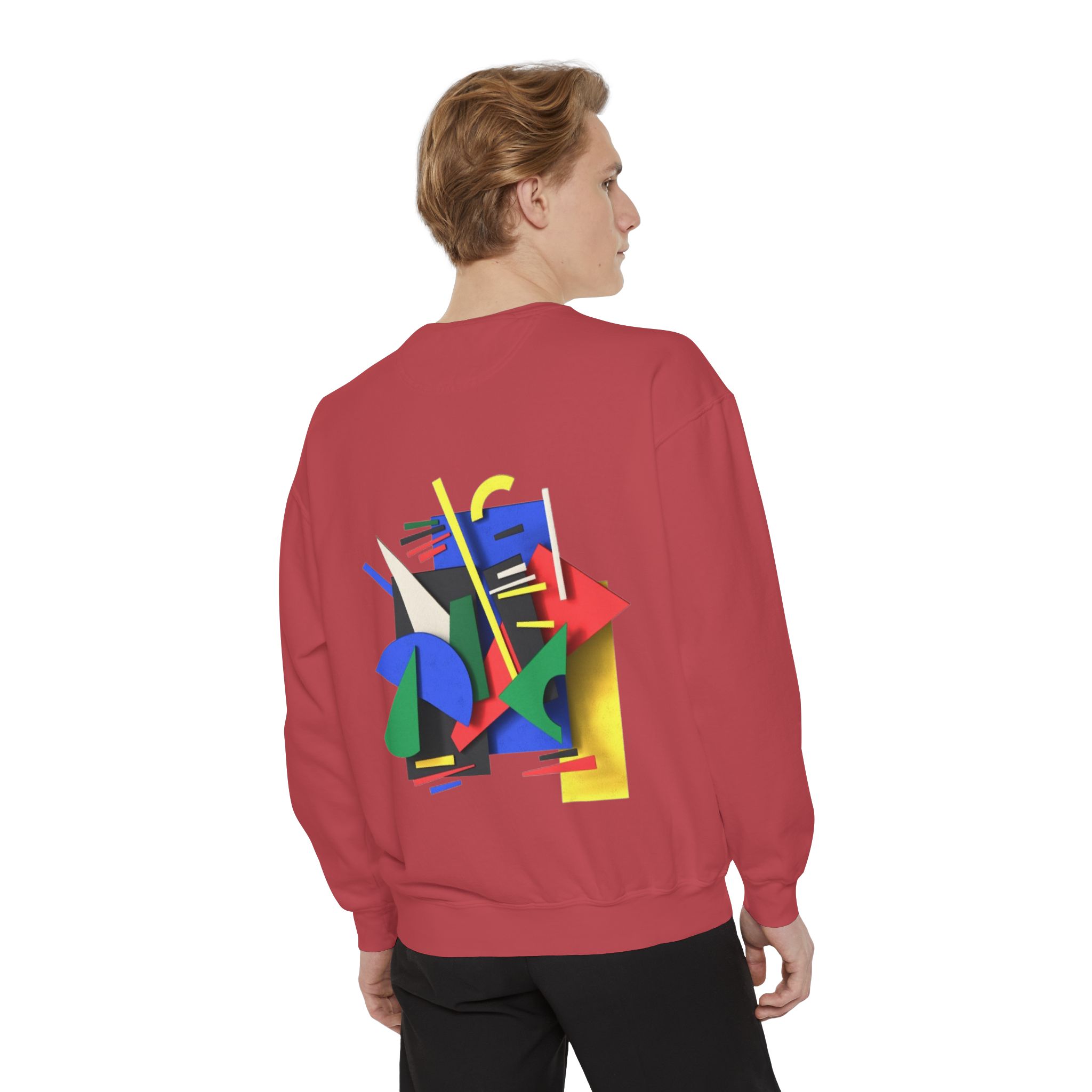 Abstract Geometric Crewneck Sweatshirt — Colorful 80s Retro Art Design - Image 100