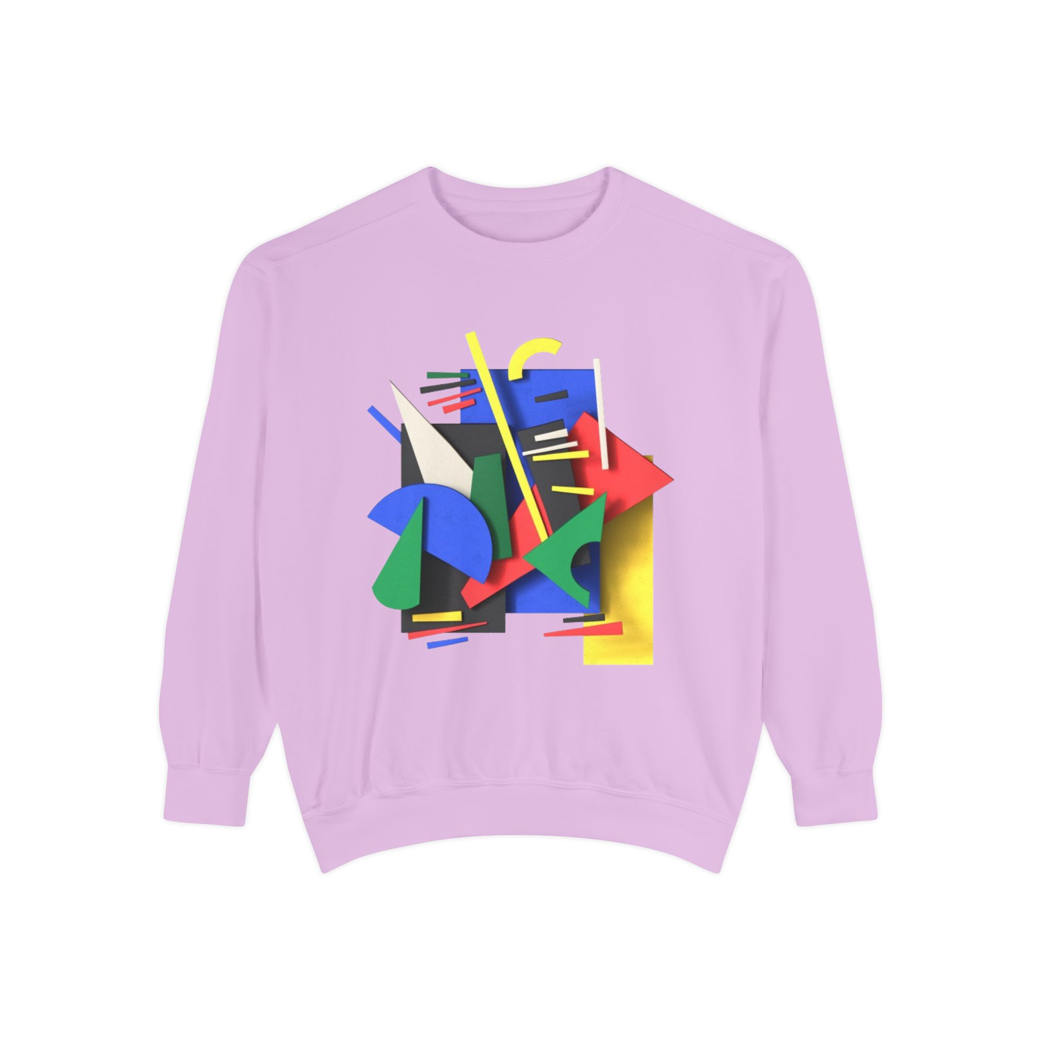Abstract Geometric Crewneck Sweatshirt — Colorful 80s Retro Art Design - Image 85