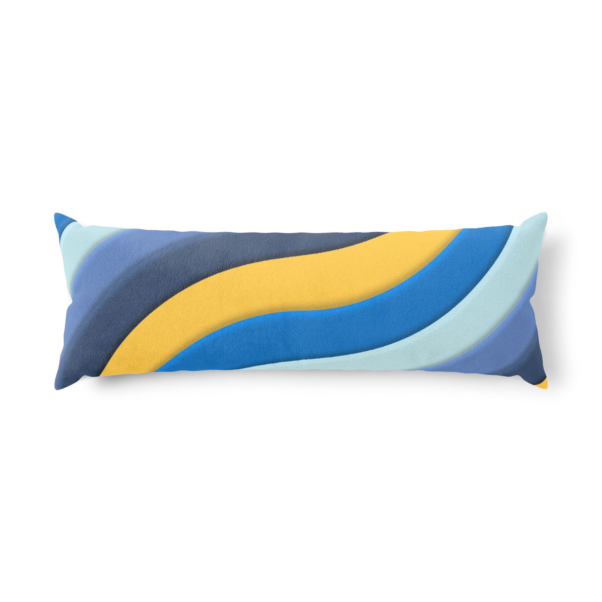 Abstract Wave Body Pillow – Blue & Yellow Modern Decorative Lumbar Cushion - Image 5