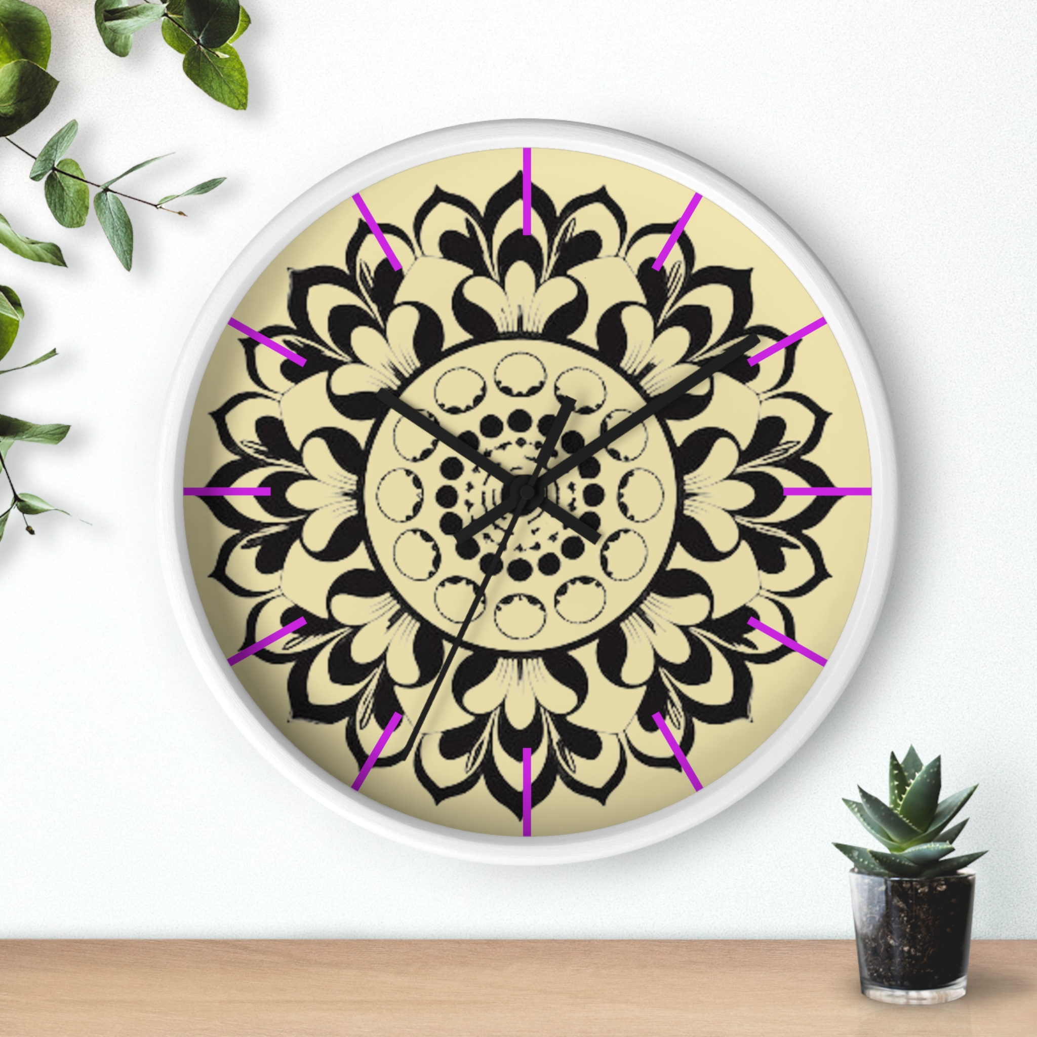 Mandala Moon Phase Wall Clock — Boho Floral Lunar Home Decor - Image 9