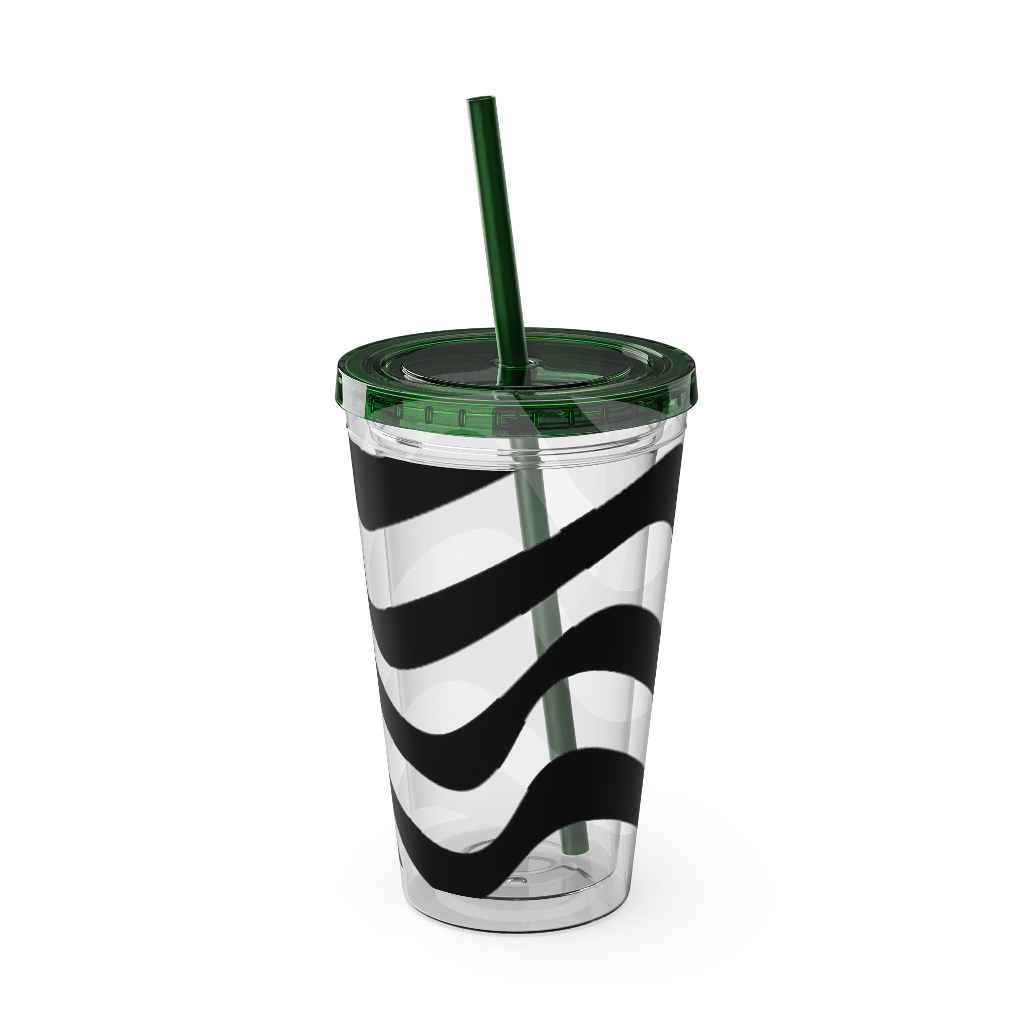 Wavy Stripes 16oz Tumbler with Straw — Black Brushstroke Design - Image 27