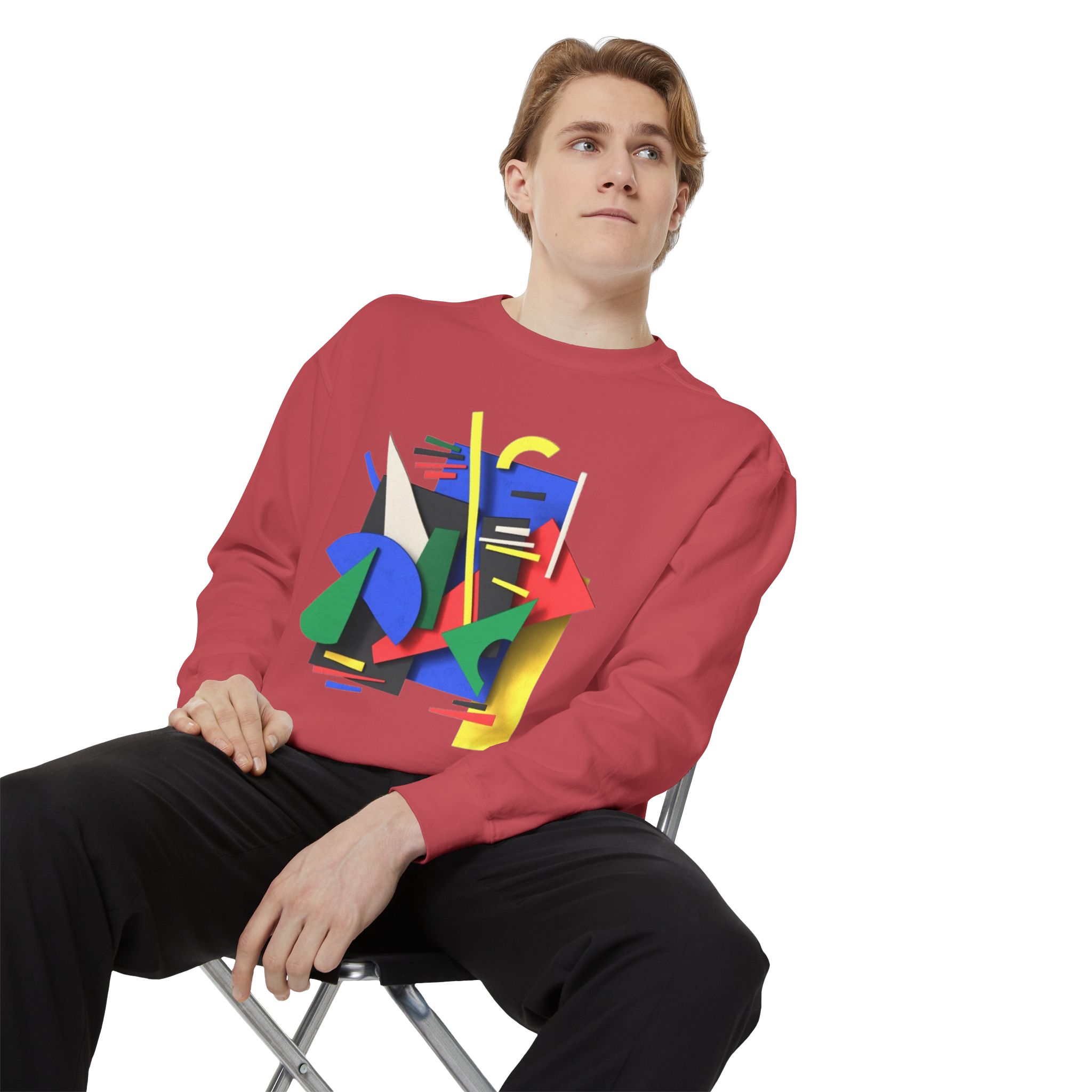 Abstract Geometric Crewneck Sweatshirt — Colorful 80s Retro Art Design - Image 102