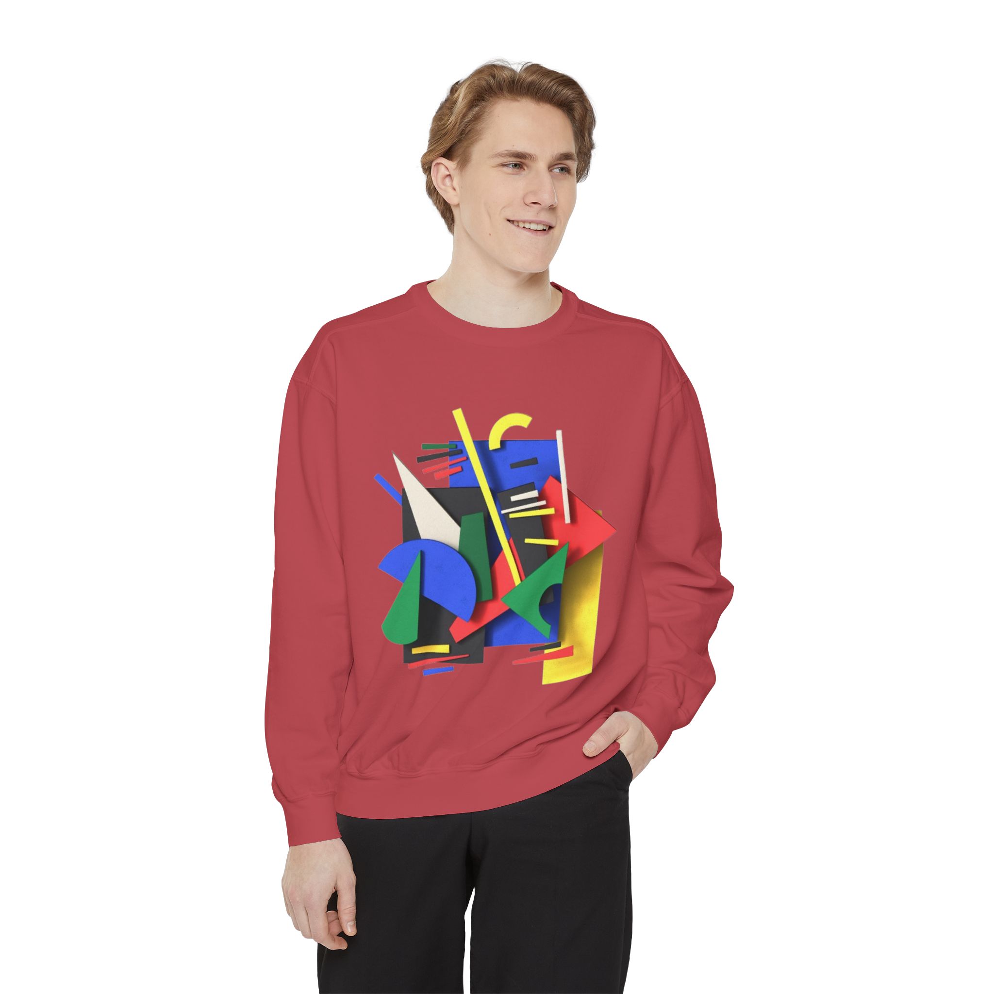 Abstract Geometric Crewneck Sweatshirt — Colorful 80s Retro Art Design - Image 99