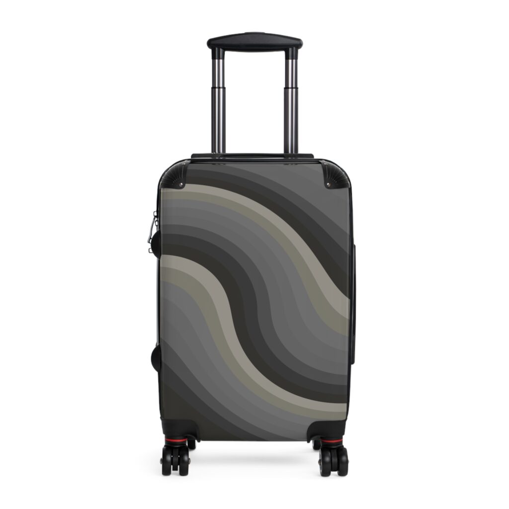 Gray Swirl Carry-On Suitcase — Modern Abstract Travel Luggage