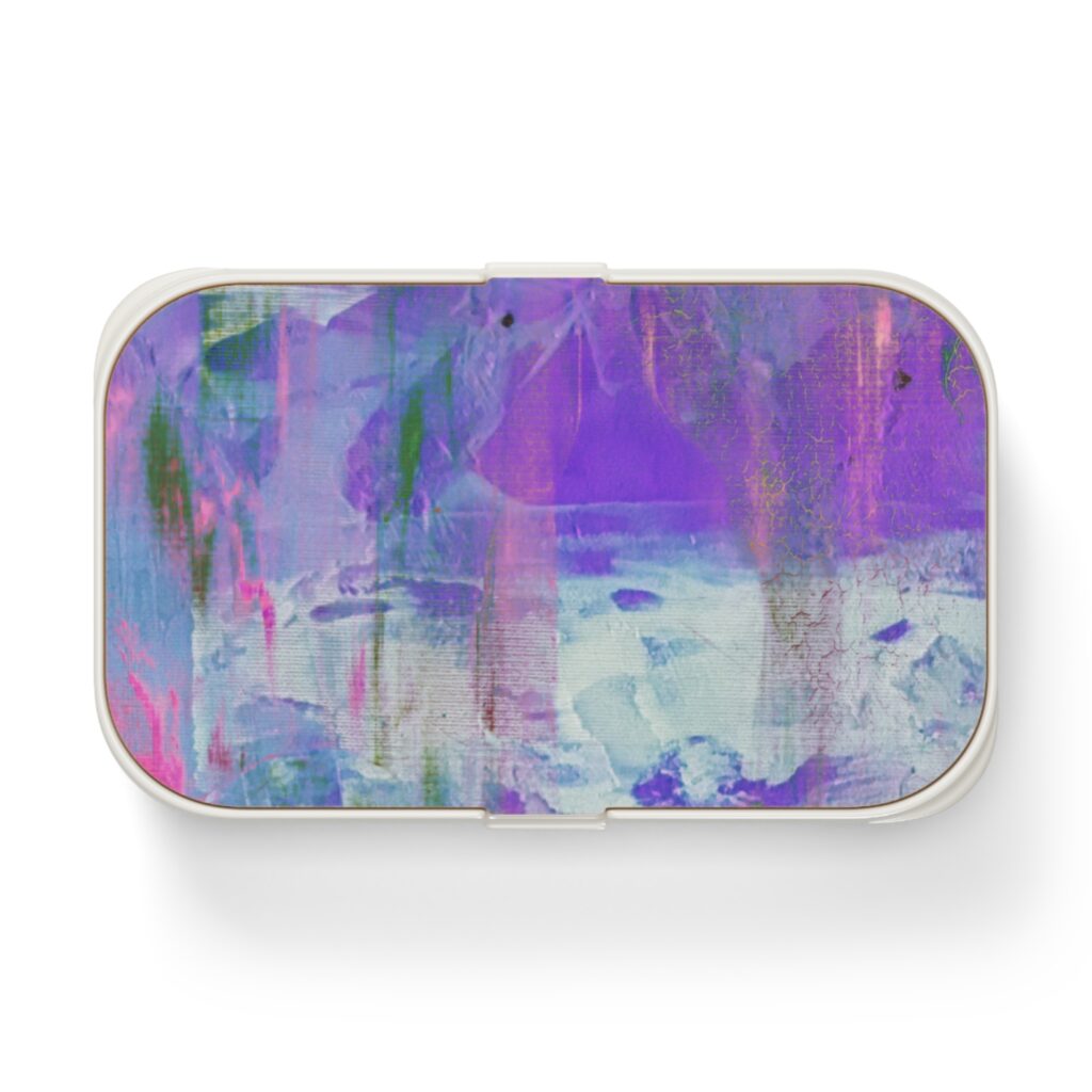 Abstract Purple Watercolor Bento Lunch Box — Artistic Portable Lunchbox