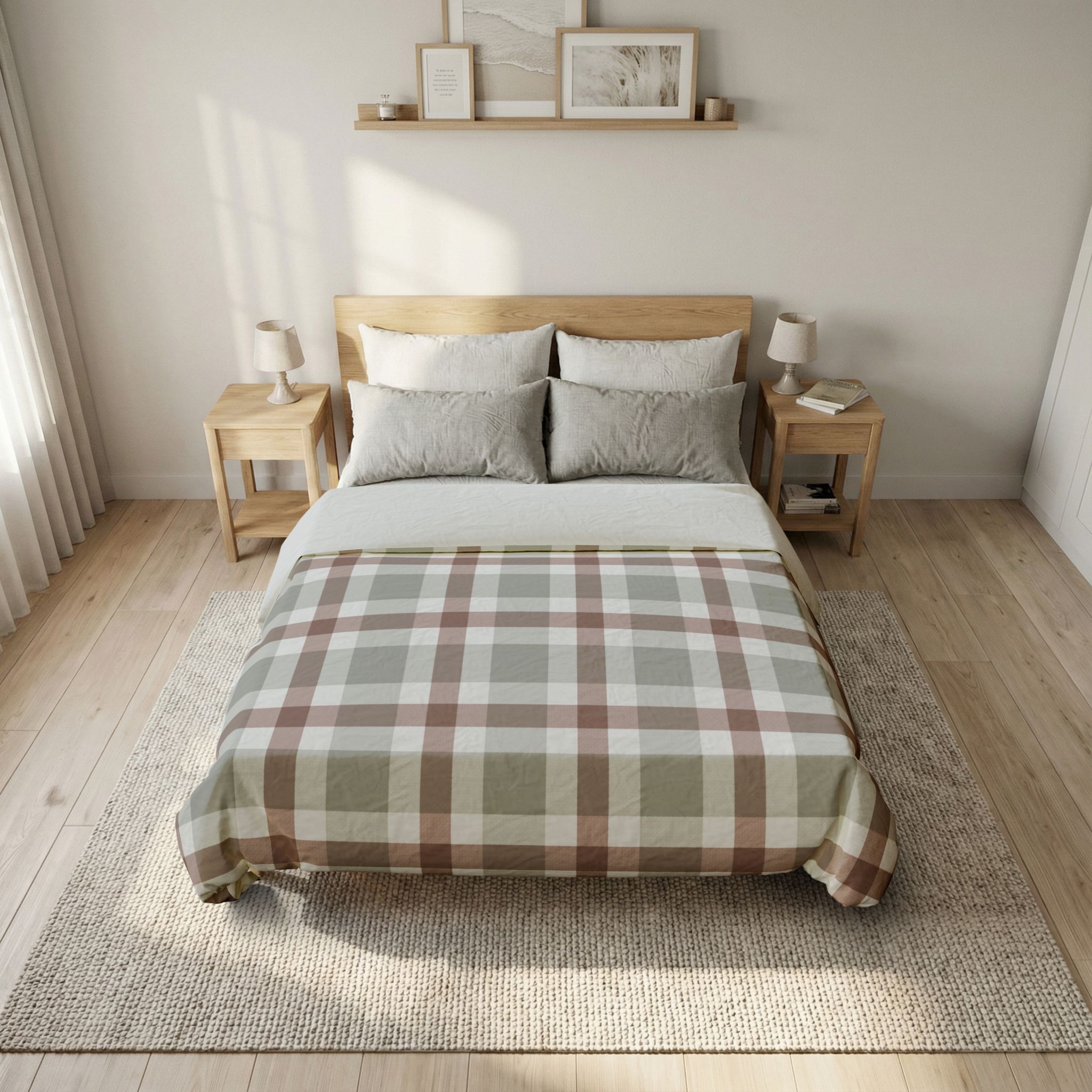 Plaid Cotton Duvet Cover — Neutral Earth Tones Rustic Farmhouse Bedding - Image 8