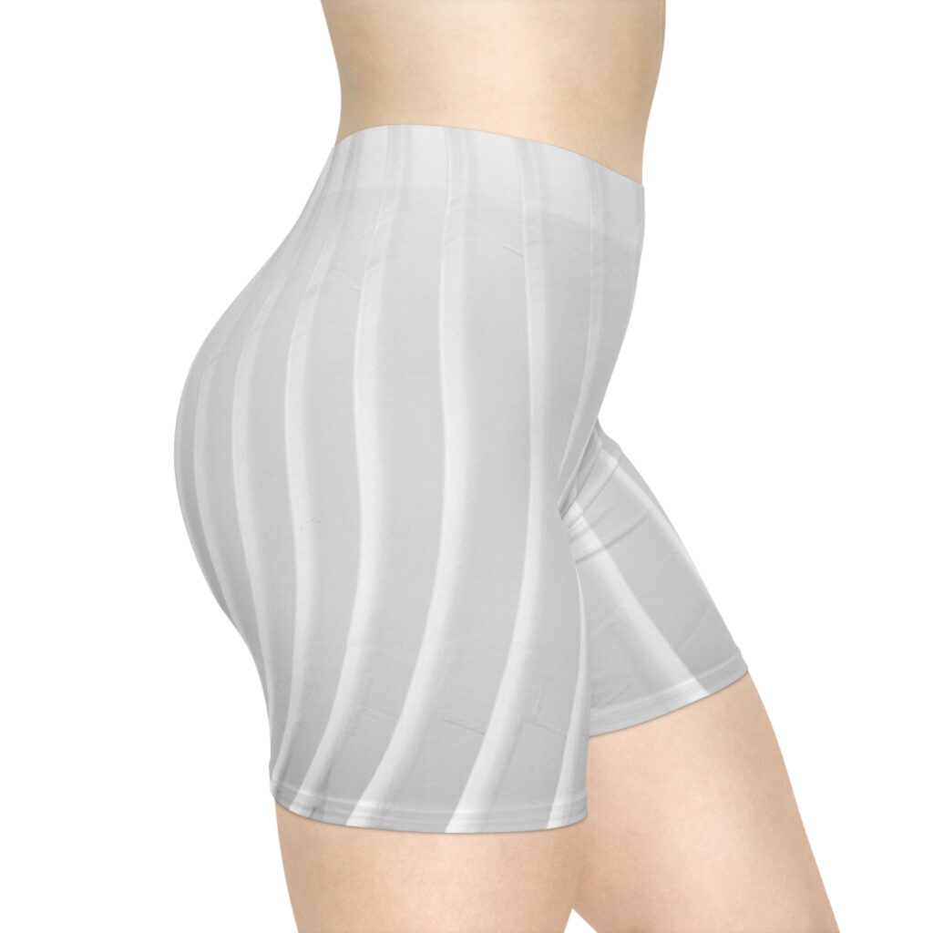 Women's Biker Shorts — Subtle White Wave All-Over Print