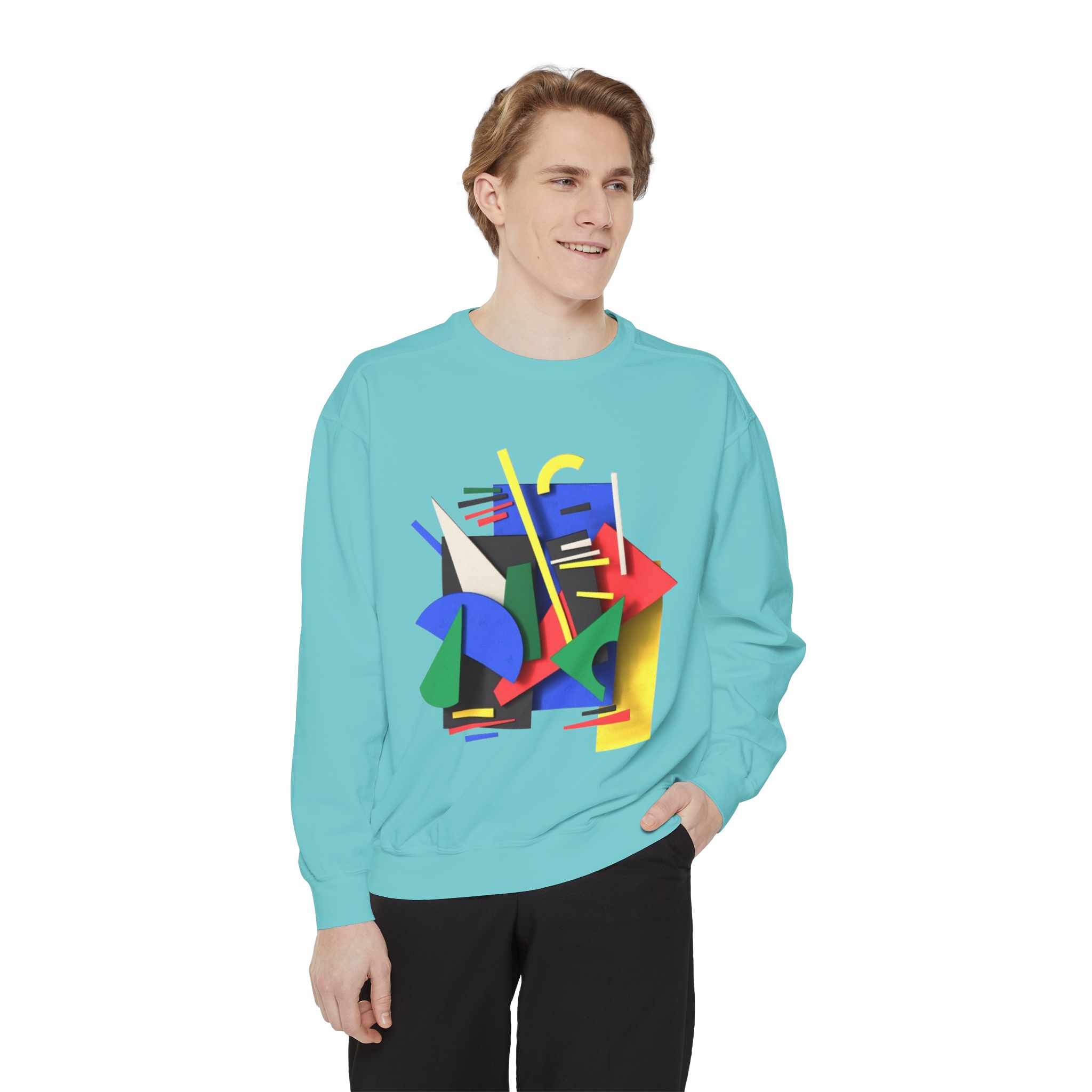 Abstract Geometric Crewneck Sweatshirt — Colorful 80s Retro Art Design - Image 27