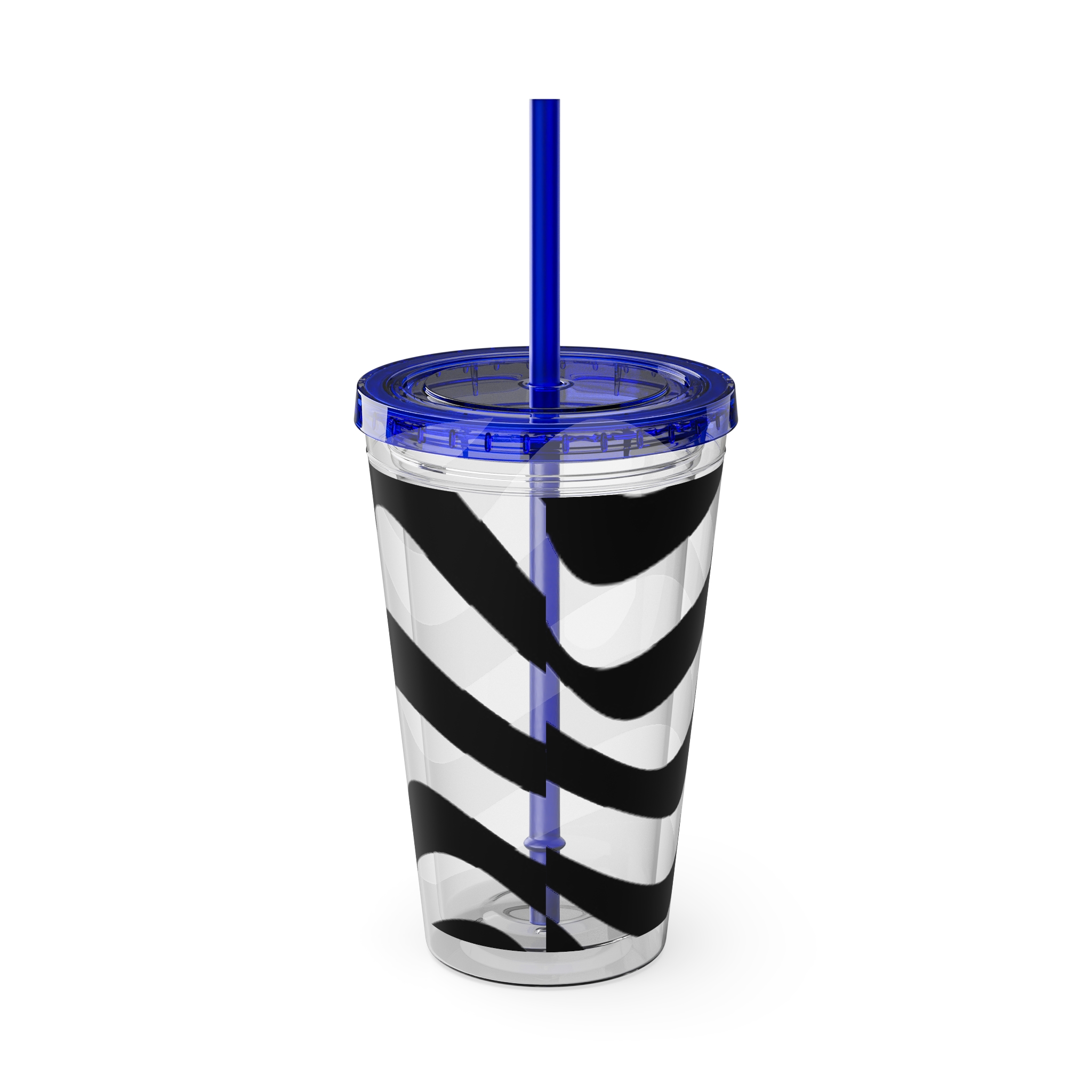 Wavy Stripes 16oz Tumbler with Straw — Black Brushstroke Design - Image 38
