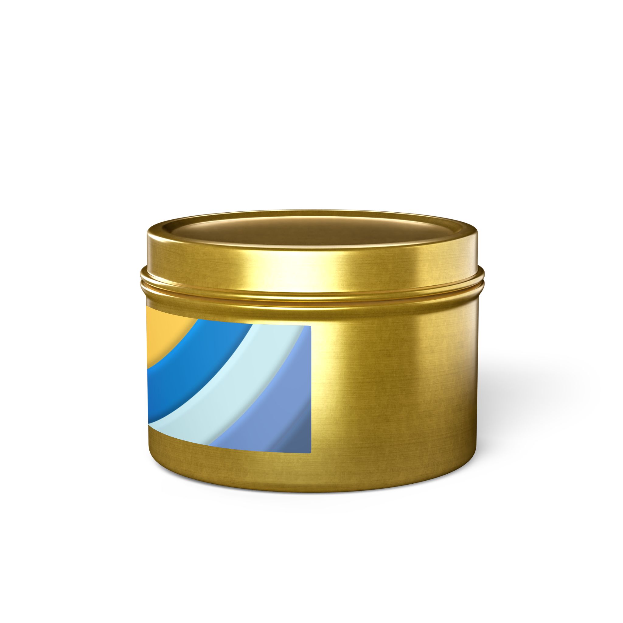 Blue & Gold Wave Tin Candle — Coastal Scented Soy Candle in Travel Tin - Image 73